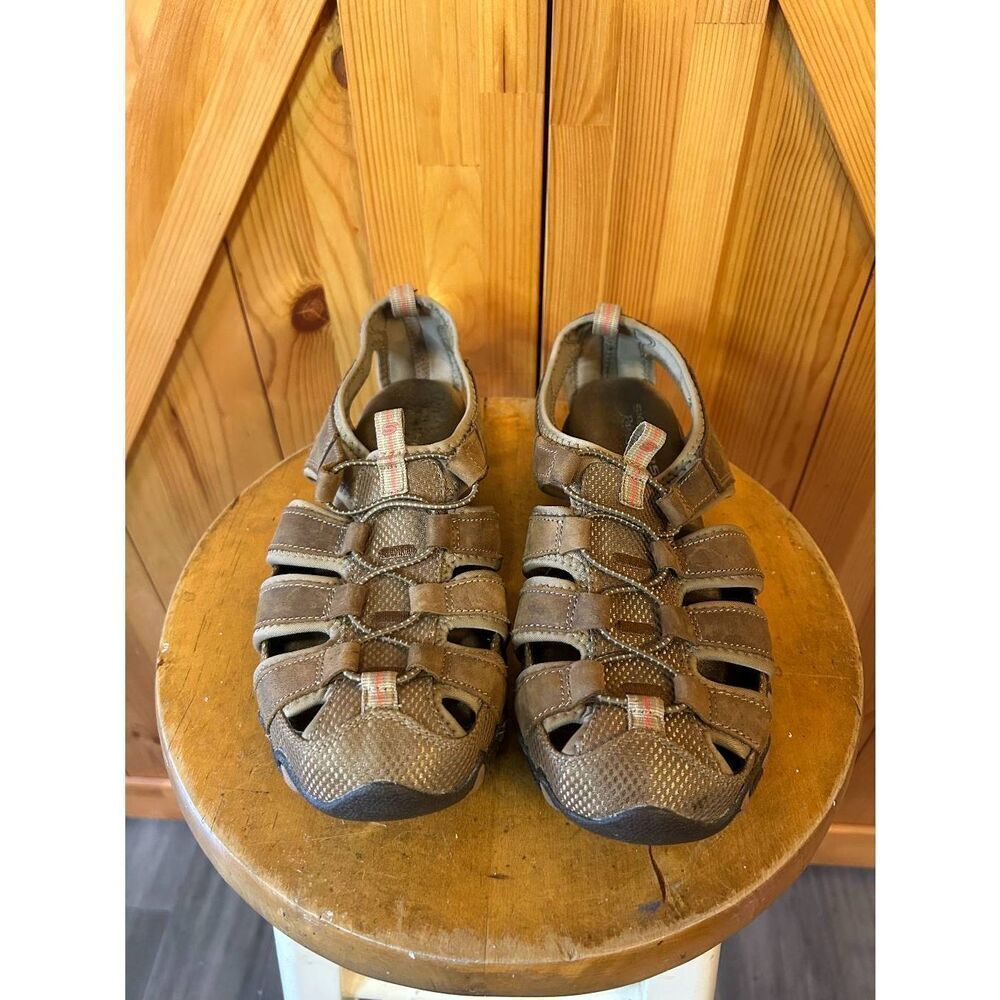 Skechers Womens Brown Leather Closed Toe Walking Sandals Washable Size 10 - Picture 2 of 8